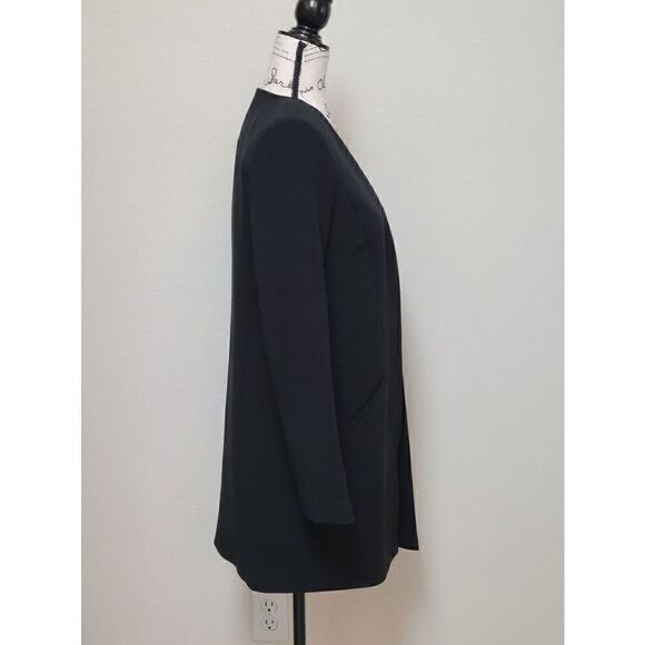 🖤 HALOGEN Open Front Collarless Long Black Blazer Size XS - Picture 4 of 16